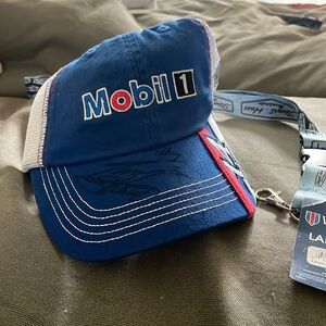 Autographed TONY STEWART Mobil 1 trucker hat + lanyard! Brand new never used.